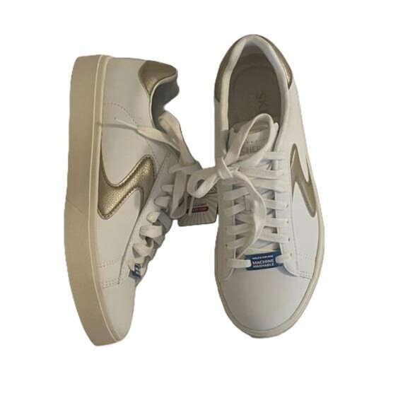 Skechers Women's 185016 Eden LX-Beaming Glory White Gold Casual Shoes Size 6 - Picture 4 of 7